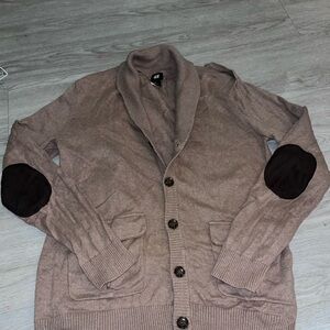 H&M Brown cardigan with elbow patches medium